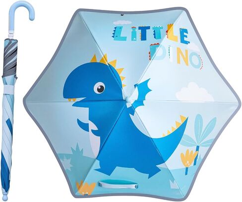 Baodini Kids UV ومظلة المطر الحماية من أشعة الشمس مع حواف مستديرة للأولاد الصغار الصغار سهلة GRP منحنية مقبض عصا مظلة مع شريط عاكس in Kuwait