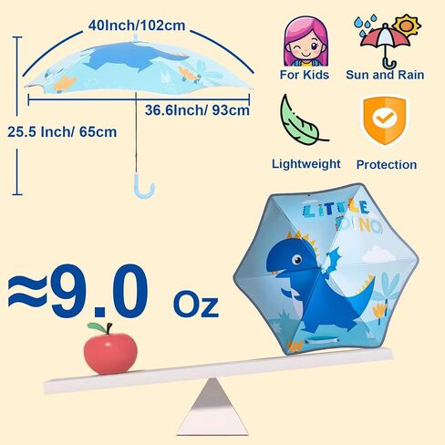 Baodini Kids UV ومظلة المطر الحماية من أشعة الشمس مع حواف مستديرة للأولاد الصغار الصغار سهلة GRP منحنية مقبض عصا مظلة مع شريط عاكس in Kuwait