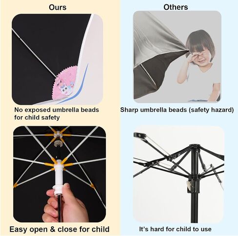 Baodini Kids UV ومظلة المطر الحماية من أشعة الشمس مع حواف مستديرة للأولاد الصغار الصغار سهلة GRP منحنية مقبض عصا مظلة مع شريط عاكس in Kuwait