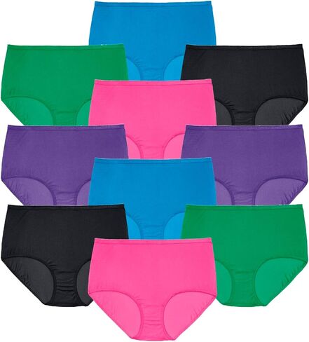 Comfort Choice Plus Size Full Coverage Cotton Brief 10-Pack in Kuwait