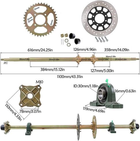 18x9.50-8 18x9.5-8 Go Kart Tires and Wheels & 44 "ATV AXLE AXLE KIT و 530 120L LEN & BRAKE PAIPER و FRENT in Saudi Arabia
