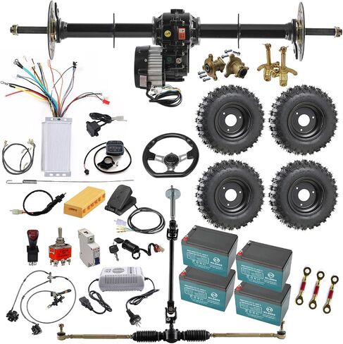 4.10-6 ATV حافة عجلة الإطارات بدون أنبوب ومحور خلفي 760 مم و 1000W 48V محرك كهربائي وصندوق تروس التفاضلي لـ DIY رباعي العجلات على الطرق الوعرة DIY in Kuwait