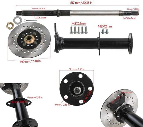 4.10-6 ATV حافة عجلة الإطارات بدون أنبوب ومحور خلفي 760 مم و 1000W 48V محرك كهربائي وصندوق تروس التفاضلي لـ DIY رباعي العجلات على الطرق الوعرة DIY in Kuwait