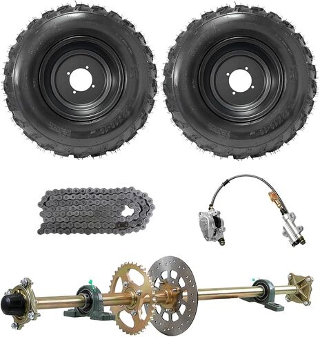 22x10-10 Go Kart Wheel 22x10x10 إطار مع مجموعة محور خلفي 44 بوصة ، والرجوع الفرامل وسلسلة 530 لـ ATV UTV Karting Golf Cart Buggy Quad Dune Drift Trike Trike Trike Trike Trike 4 Wheeler Offroad Rocked in Saudi Arabia