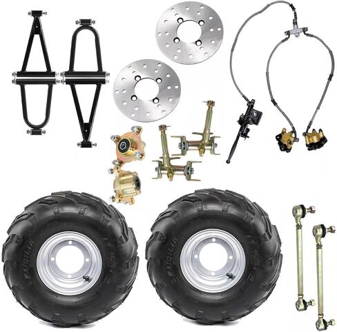 16x8-7 (200/55-7) Go Kart Wheel & Front Shock Swingarm و Brake Rotor & Caliper & Tie Rod End Joiner & Wheel Hubs & Spindles لـ ATV UTV Buggy Quad Trike Golf Cart Trike Trickle 4 Wheeler in Kuwait