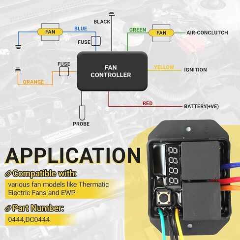 Digital Radiator Fans Controller, Adjustable Temperature Range, 12V and 24V Replace #0444, Range Dual Electric Thermatic Fan Switch Kit in Saudi Arabia