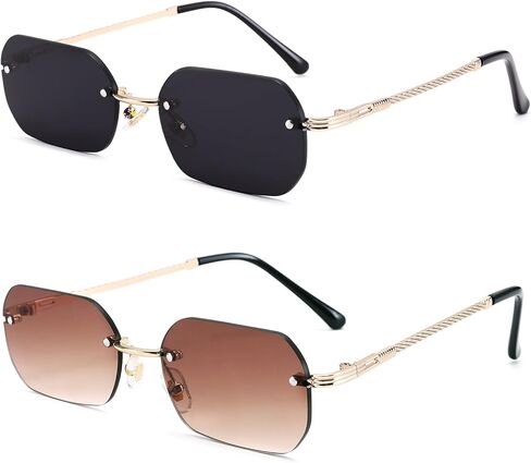 نظارة شمسية Pro Acme بدون إطار مستطيلة صغيرة بدون إطار نظارات ملونة للرجال والنساء موضة ريترو in Kuwait