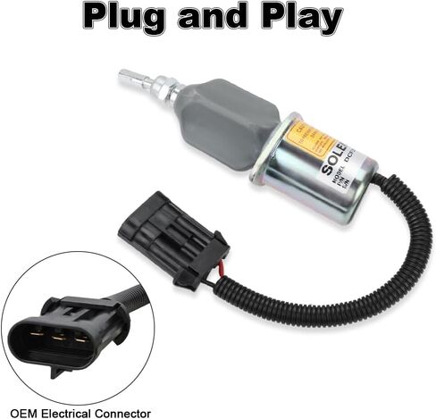 Fuel Shut Off Solenoid Switch Replacement for 6681513 Compatible with Bobcat Skid Steer T190 S185 S175 S160 A220 450 453 463 553 653 751 753 Bobcat Excavator 325 328 331 334 337 341 12VDC in Saudi Arabia