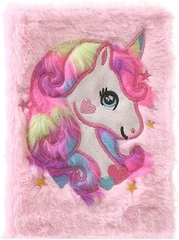 JUMISEE Cute Unicorn Plush Diary Notebook Glitter Animals Fuzzy Journal Writing Planner for Kids Girls, 160 Pages Lined Paper in Saudi Arabia