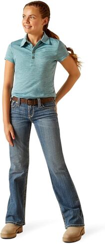ARIAT Heather Maui Blue Laguna Youth Knit Baselayer Polo 10043555 in Kuwait