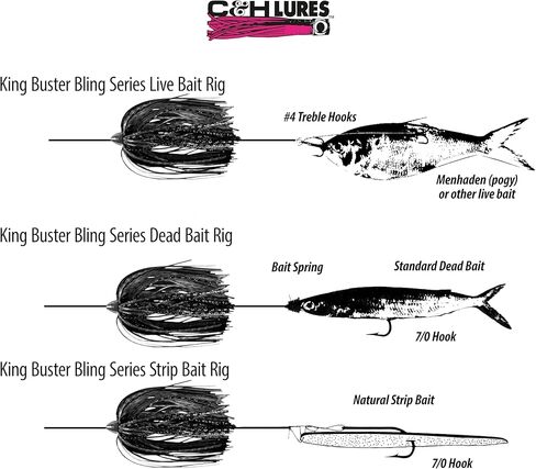 C&H، King Buster Lure، تنورة شارتروز/أخضر برتقالي، رأس 1/8 أونصة / 3.5 جم، 2.5 بوصة / 6.35 سم، 3 قطع in Saudi Arabia