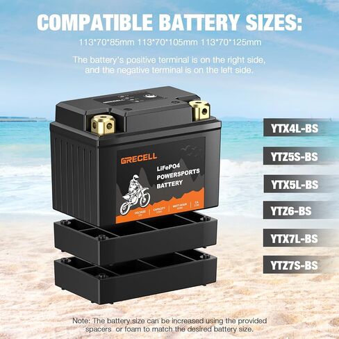 دراجة نارية Grecell دراجة نارية Lithium LifePo4 ، 12 فولت 3.5AH YTX4L-BS/YTX5L-BS بطارية دراجة نارية للدراجة النارية المدمجة في دراجات الأوساخ المتوافقة مع BMS ، التزلج النفاث ، الجرار ، مجرى العشب (محطة إيجابية على الجانب الأيمن) in Saudi Arabia