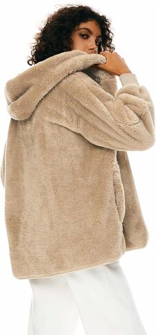 Orolay Women's Hooded Fuzzy Fleece Jacket Long Sleeve Winter Open Front Cardigan Oversized Coat with Pockets in Saudi Arabia