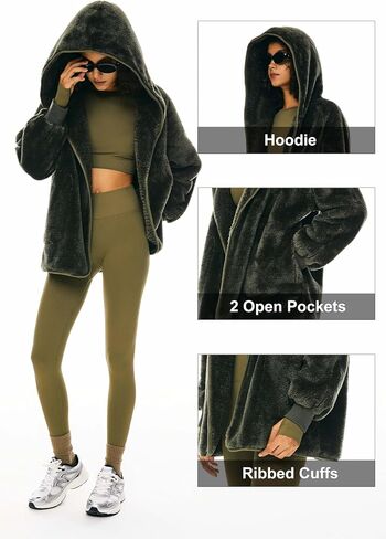 Orolay Women's Hooded Fuzzy Fleece Jacket Long Sleeve Winter Open Front Cardigan Oversized Coat with Pockets in Saudi Arabia