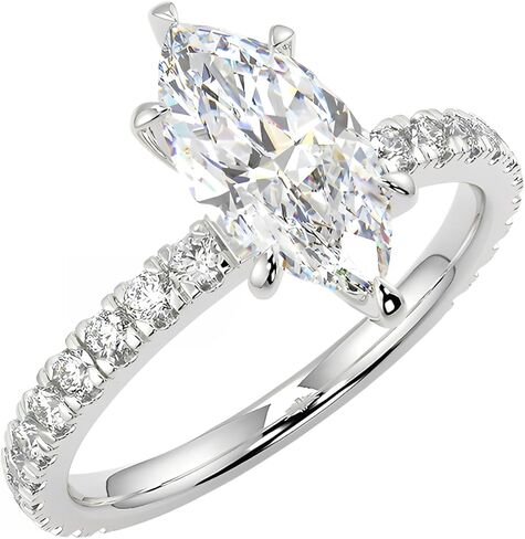 2ct Marquise Cut Moissanite 6-prong Solitaire Engagement Ring for Women Solid 10K/14K/18K White Yellow Rose Gold Simulated Diamond Promise Wedding Rings for Her (D Color, VVS1 Clarity) in Saudi Arabia