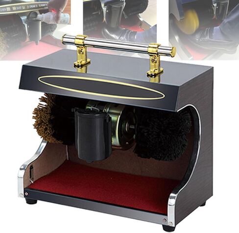 Shoe Polisher Machine Fully Automatic,Electric Shoe Buffer Dust Removal Polishing Electric Leather Shoe Shine Machine with Double Combination Brush(Yellow) in Saudi Arabia