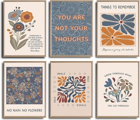 6 Mental Health Posters Bohemian Style Motivational Psychology Wall Decor Pictures Therapy Office Wall Art Inspirational Positive Quotes Canvas Poster Prints For Home Counseling Office Decor Unframed in Saudi Arabia