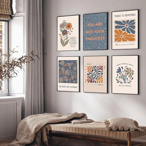 6 Mental Health Posters Bohemian Style Motivational Psychology Wall Decor Pictures Therapy Office Wall Art Inspirational Positive Quotes Canvas Poster Prints For Home Counseling Office Decor Unframed in Saudi Arabia