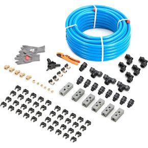 Rapid Air System 3/4" x 200ft 5-Ways Out HDPE Aluminum Compressed Piping System with Outlet Blocks, Equal Elbow Fitting for Garage Shop Air Line Kit 200PSI ASTM F1282