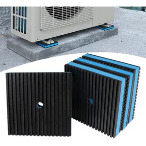 4 Pack 3" X 3" X 7/8" Anti Vibration Pads,Heavy Duty EVA Pads,Blue Ribbed Rubber Pads M10 for Outdoor Air Conditioner,Washer and Dryer,Condensers Units
