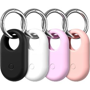 Suoman 4-Pack لهاتف Samsung Galaxy SmartTag 2 حافظة حماية من السيليكون، [مضادة للفقد] غطاء حماية لجهاز التعقب لهاتف Samsung Galaxy SmartTag 2 - أسود + أبيض + أرجواني + وردي