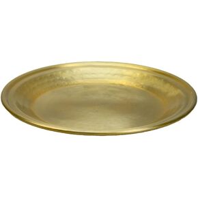 Serene Spaces Living Oval Brass Look Aluminum Tray, Hammered Decorative Metal Tray Use as Holder for Accessories, Candles, Jewelry, Centerpiece for Kitchen or Dining Table, Set of 12