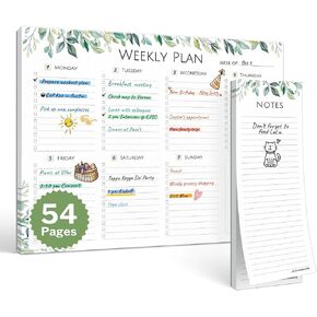 مفكرة مخططة أسبوعية قابلة للتمزيق من CRANBURY - (8.5 × 11، ملونة) 54 صفحة، لوحة مخططة أسبوعية كبيرة، لوحة تخطيط أسبوعية غير مؤرخة مع قائمة المهام، أسبوع من الملاحظات، بالإضافة إلى لوحة ملاحظات مطابقة