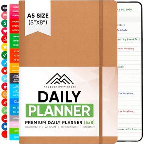 Daily Planner 2025 (5" x 8") - The Ultimate Daily Workflow Planner with Hourly Schedule & Task List to Achieve Your Goals by PRODUCTIVITY STORE (A5, Black)