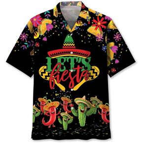 Let's Fiesta Cinco De Mayo Shirts for Women & Men, Cinco De Mayo Funny Fiesta Shirt Button Down Short Sleeve S-5XL