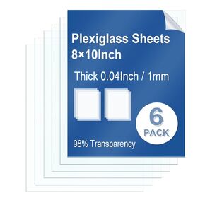 6 Pack Clear Plexiglass Sheets 8×10"×0.04" Thin PET Plexiglass Sheets for Craft Projects Easy-Process Transparent Flexible Plastic Blanks Sheeting for Picture Frames