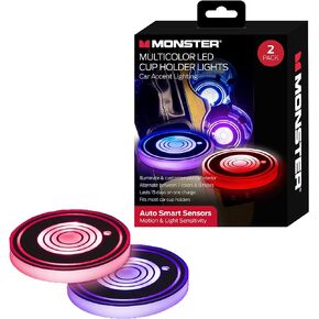 XTREME DIGITAL LIFESTYLE ACCESSORIES Monster Multicolor LED Cup Holder Lights, 2-Pack, Smart Sensors, 15 Days of Power, Two Hour Charge, Automatic Switch for Time of Day
