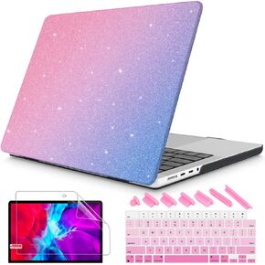 Mektron Case for MacBook Pro 16 INCH M1 A2485 M2 A2780 M3 A2991 (2021/2023), Leather Hard Shell Cover with Keyboard Skin Compatible with MacBook Pro 16.2" Pro/Max Chips, Gradient Green