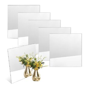 5pack Mirror Acrylic Sheets, 12" x 12" Opaque Glossy Mirror Plastic Sheet with 1/8 Inch（3mm） Thickness, Rigid Tinted Mirror Acrylic for Cutting, Sawing, Laser Cutting and Engraving (12X12", Gold, 5)