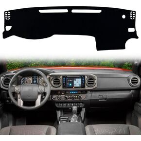 Dash Mat Cover Interior Dashboard Protection pad Compatible with Toyota Tacoma SR SR5 TRD Sport TRD Off-Road Limited and TRD Pro 2016-2023 Dashboard Cover Pad Carpet Protector (Red Trim)