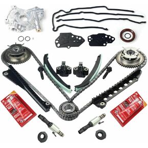 VOWAGH Timing Chain Kit Cam Phaser Timing with Cover Seal + VCT Solenoid Valve Oil Pump Compatible with 5.4L Ford F150 F250 F350 Lincoln 3V