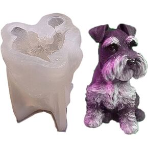 3D Schnauzer Dog Candle Silicone Mold Resin Epoxy Casting Mold Crafts DIY Home Decoration