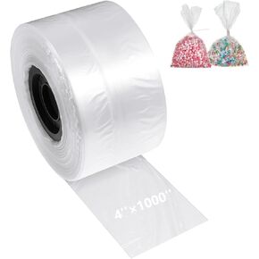 Poly Tubing Roll 2 Mil Thickness Clear LDPE Poly Tube Bags Flat Poly Tubing Candy Lei Tubing Roll 4'' Wide x 1000ft Long for Packaging Storage Moving Supplies