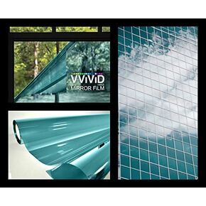 One-Way Blue Mirror Finish Vinyl Window Wrap Film Self-Adhesive DIY Roll Various Sizes (1.5 Feet x 5 Feet)