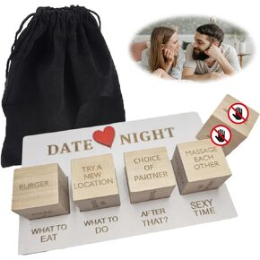 Date Night Dice, Wooden Couples Decision Dice for Him and Her, Date Night Ideas for Girlfriend or Boyfriend - Valentine's Day Anniversary Games Christmas Birthday Gifts for Husband Wife