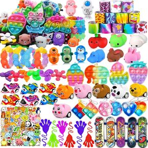 117 PCS Party Favors Toys for Kids 4-8 8-12, Pop Fidget Toys, Treasure Box Toys for Classroom, Pinata Filler, Goodie Bag Stuffers, Prize Box Toys, Treasure Chest, Classroom Prizes