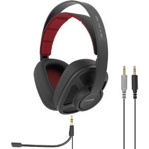 Koss GMR545-A-AIR Over-Ear Open-Back Gaming Headphones, Volume Control + Mute Switch, Detachable Boom Microphone, Ultra Lightweight and Durable Design, Black and Red
