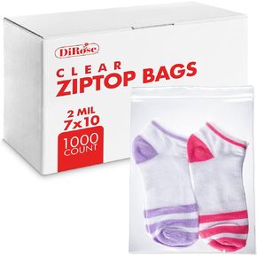 8" x 12" Reclosable Poly Zip Top Bags (1000 Count), 2 Mil - Plastic Zip&lock Bags – Resealable Plastic Bags with Zipper - Clear Bags for Gifts, Cards, Stationery, Apparel