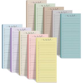 Censen 10 Pack 500 Sheets to Do List Notes Daily Checklist Notepads with 50 Sheets Each Undated Memo Pad Color Block Shopping List Pad Weekly Plan Notepad Organizer Planners(Bright Color,Lined)