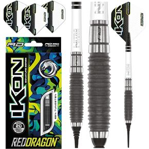 RED DRAGON Ikon Signature Series Professional Tungsten Softip Darts Set with Flights and Stems