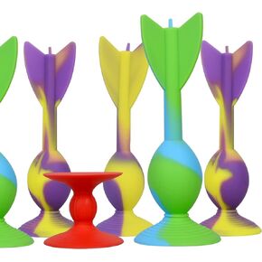 4.7 "Large Size 10 Pack Silicone Suction Colorful Darts with 1 Bullseye Sucker Sports Throwing Game Toy Set, Outdoor Indoor Game Sports