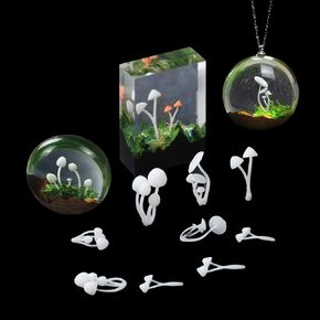 FineInno 3D Mini Resin Filler Mold Filler Jewelry Making Supplies for Art Resin Molds Crafts DIY (9pcs Mini Mushrooms)