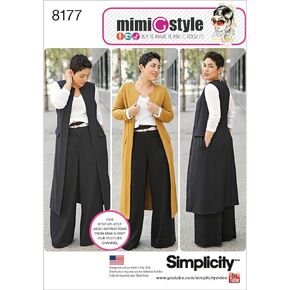 Simplicity 8177 Plus Size Pants Vest or Jacket, and Top Sewing Pattern For Women by Mimi G Style Sizes BB (20W-28W).