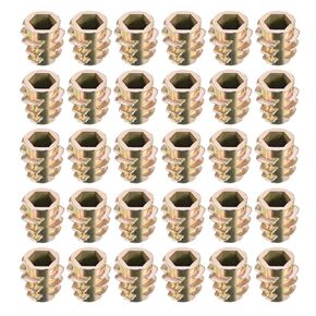 uxcell Furniture Threaded Insert Nuts Zinc Alloy Hex-Flush M5 Internal Threads 10mm Length 30pcs