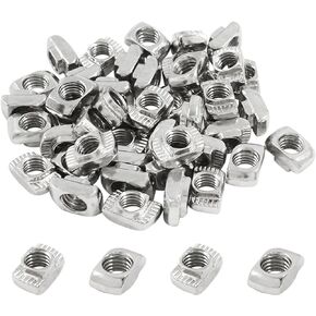 50Pcs 4040 Series T Nuts Carbon Steel,M8 T Slot Nut Hammer Head Fastener Nut Assortment for Aluminum Profile