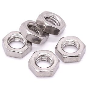 1/4-20 UNC Stainless Steel Thin Hex Nuts Hexagon Jam Nuts, 304 Stainless Steel 18-8, Full Thread, Coarse Thread, 50 PCS